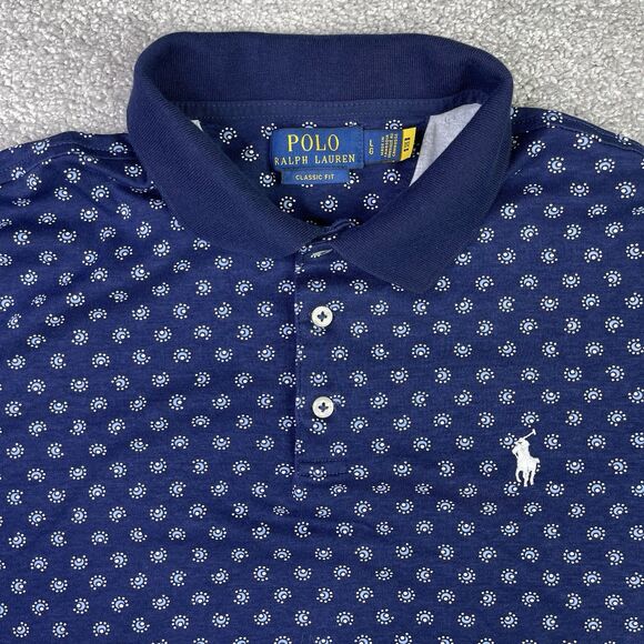 Polo Ralph Lauren Shirt Men’s Large Blue Classic Fit Short Sleeve Stretch - Picture 1 of 8